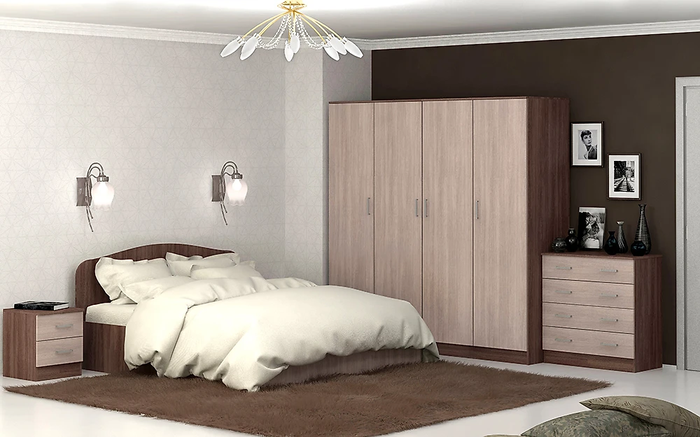 Бежевый спальный гарнитур Тавла-4 Л Дизайн-2