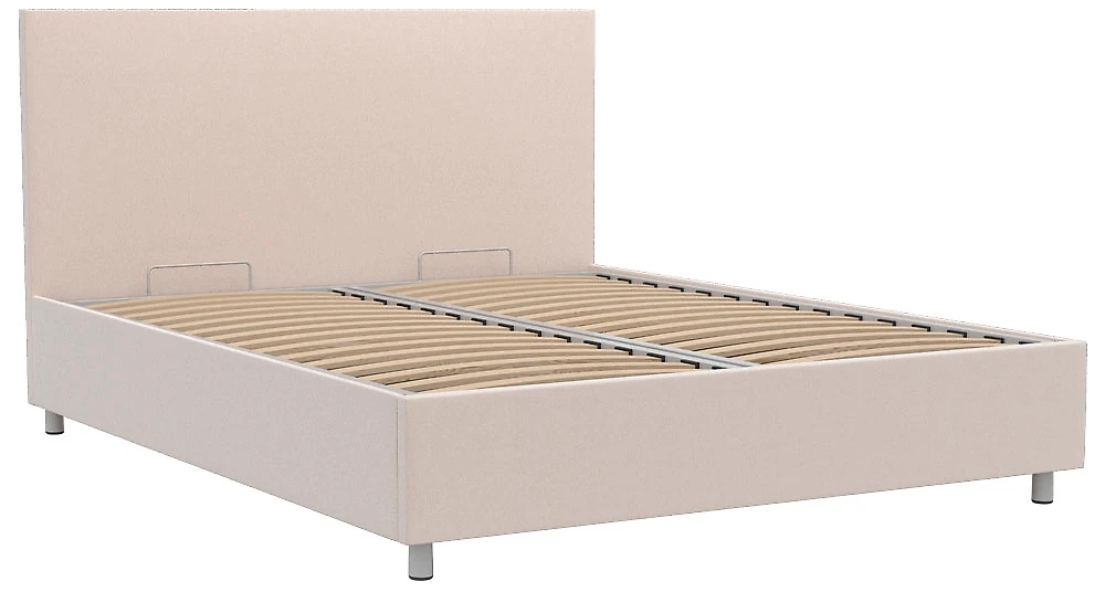Кровать с подъемным механизмом и мягким изголовьем Белла 160х200 с бельевым ящиком Плюш Милк