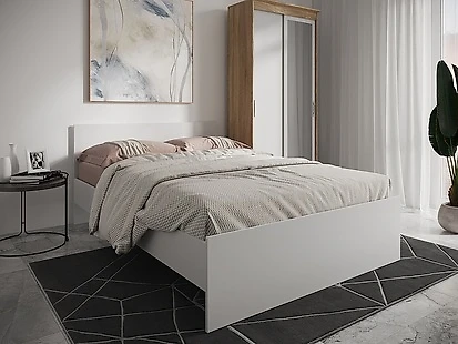 кровать в стиле минимализм Николь Вайт-140 с матрасом