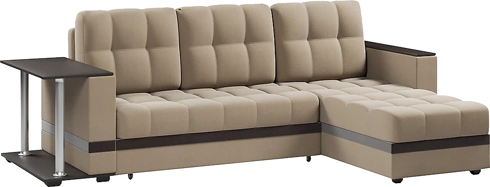Угловой диван с независимым пружинным блоком Атланта Классик Беж со столиком