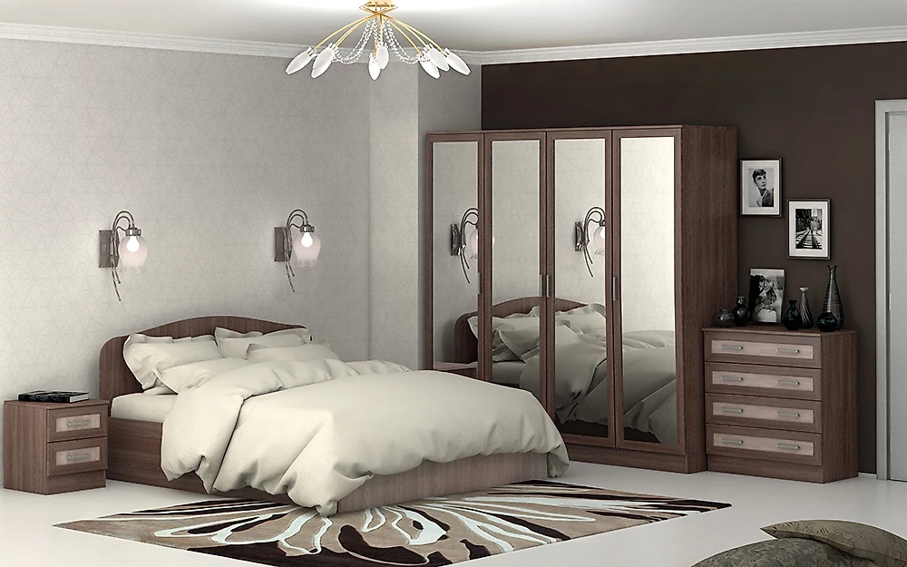 Светлый спальный гарнитур Тавла-4 М Дизайн-2
