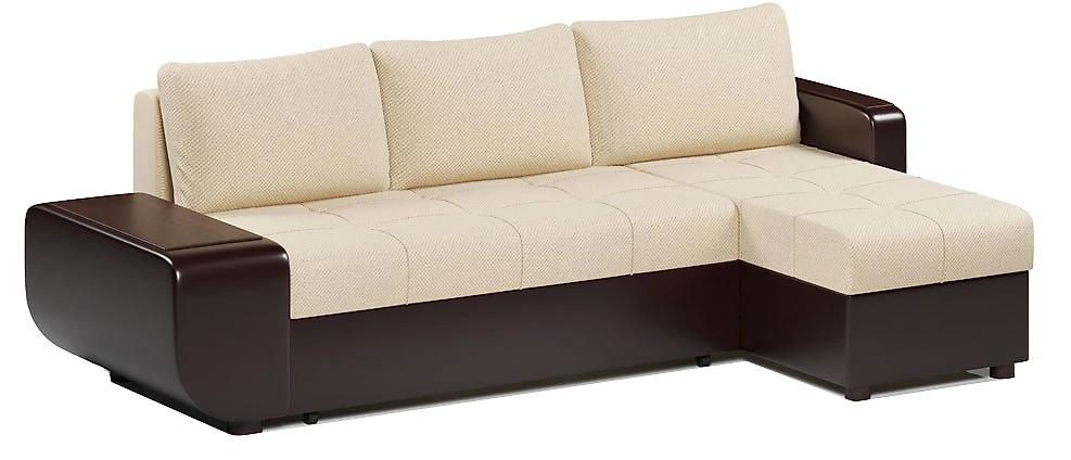 Угловой диван с подушками Атланта Беж со столиком
