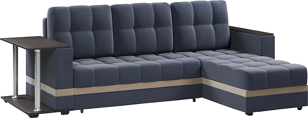 Угловой диван с ящиком для белья Атланта Классик Блу со столиком