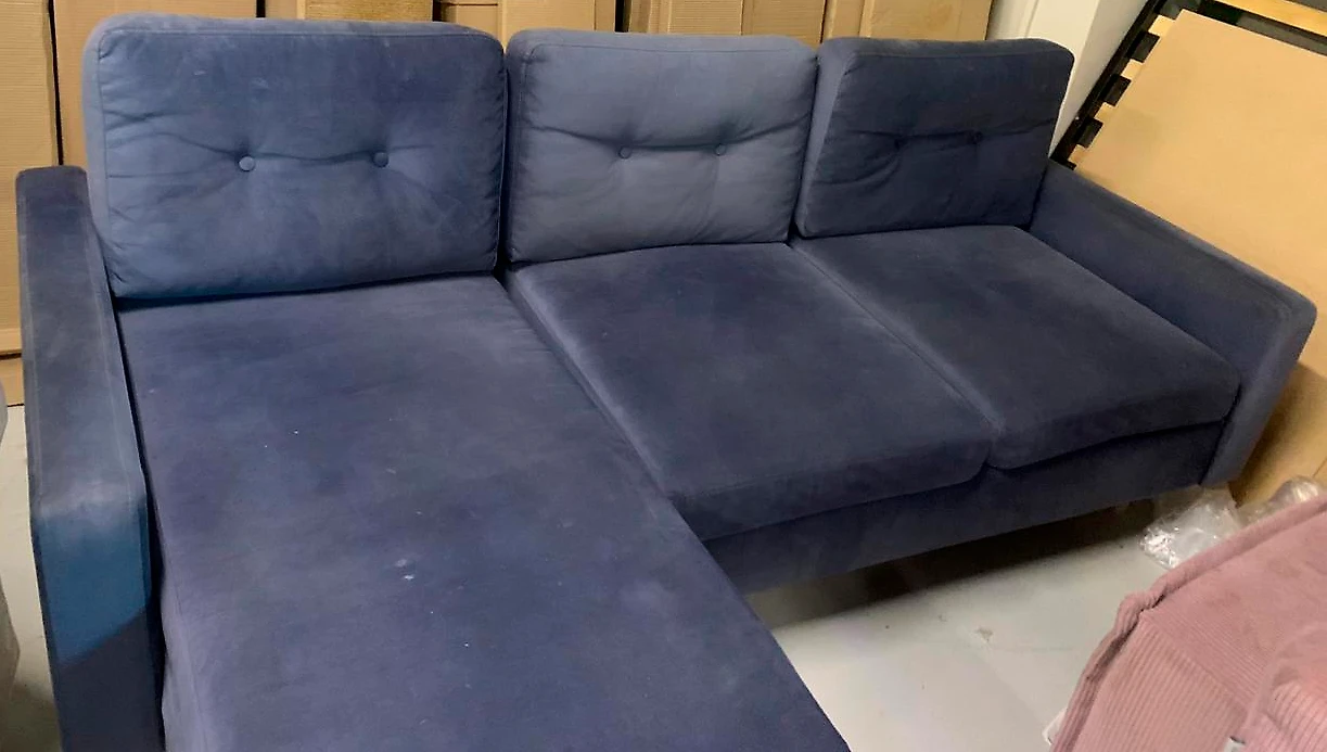 Угловой диван в прихожую Динс Velvet Navy Blue арт. 02001396460